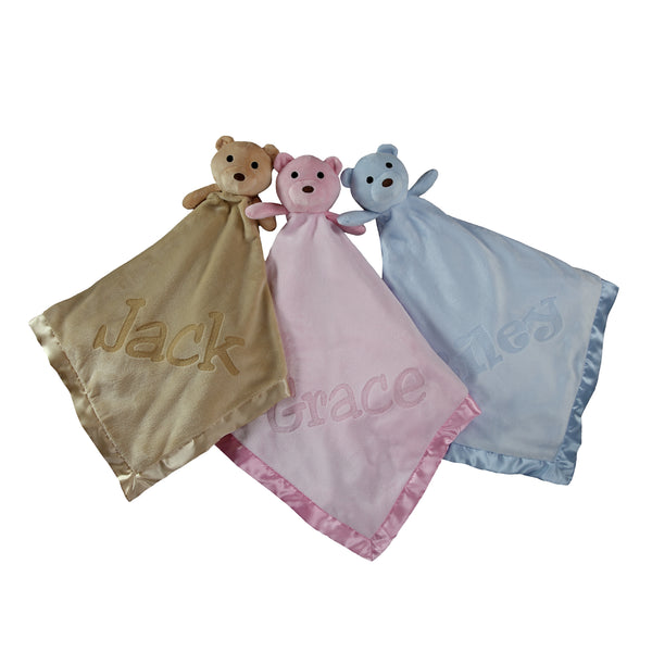 Large Ultra Plush Personalized Teddy Bear Blanket with Satin Trim
