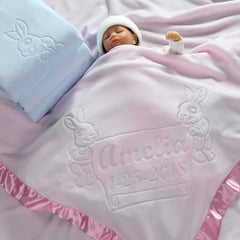 Large Baby Blanket With Bunnies, One Line