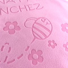 Personalized Flowers and Bugs Pink Baby Blanket