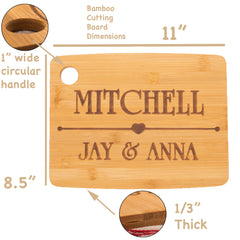 Personalized Bamboo Cutting Board - Heart Design