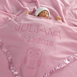 Owl Baby Blanket, Two Lines