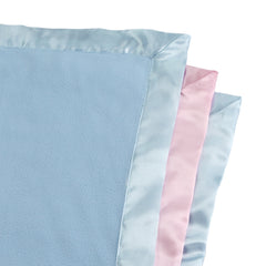 Personalized Newborn Blanket with Hearts and Feet, Two Lines (Pink and Blue)