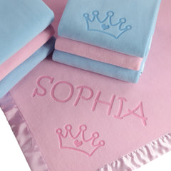Crown / Princess Baby Blanket, One Line