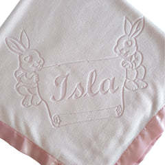 Large Baby Blanket With Bunnies, One Line