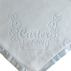 Large Baby Blanket With Bunnies, One Line