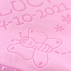 Personalized Flowers and Bugs Pink Baby Blanket