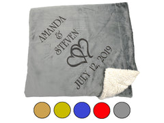 Personalized Couples Throw Blanket with Hearts